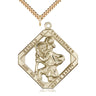 Large 14kt gold filled St. Christopher patron saint medal necklace 1 3/4 inch on 24 inch chain by Bliss