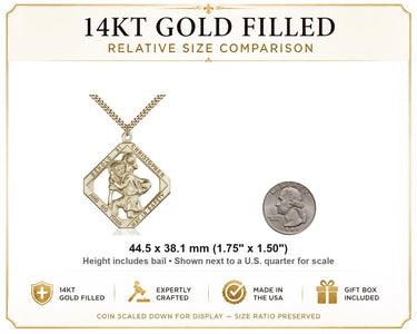 Collar Medalla Grande de San Cristóbal, Patrón de los Viajeros, de Oro Relleno de 14kt | 4.4 cm x 3.8 cm | Cadena de 61 cm | Bliss