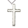 Extra large sterling silver Catholic cross necklace with 3×1¾ inch pendant on 24 inch curb chain handmade by Bliss