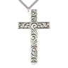 Extra Large Sterling Silver Knurled Cross Necklace 3 inch by 1¾ inch with 24 inch chain by Bliss Manufacturing