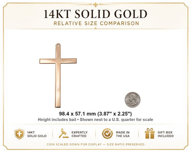 14kt Solid Gold Extra Large Catholic Cross Pendant | 3 7/8 x 2 1/4 | Handcrafted in USA by Bliss