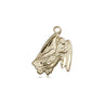 Small 14kt solid gold Guardian Angel medal pendant 5/8 inch by 1/2 inch handcrafted in USA by Bliss Manufacturing