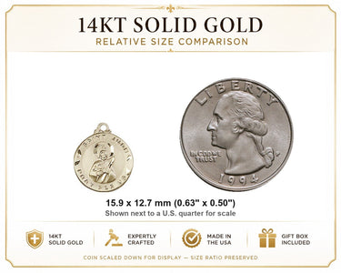 14kt Solid Gold Small St. Jude Medal Pendant | 5/8" x 1/2" | Handcrafted in USA by Bliss
