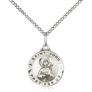 Collar de plata de ley con medalla pequeña de San Judas Tadeo | 1,5 cm x 1,2 cm | Cadena de 45 cm | Hecho en EE. UU. por Bliss