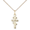 Small 14kt Gold Filled Greek Orthodox Cross Necklace with 18 inch chain, handcrafted in USA by Bliss Manufacturing