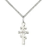 Small Sterling Silver Greek Orthodox Cross Necklace with 18 inch chain, handcrafted in USA by Bliss Manufacturing