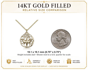 14kt Gold Filled Medium Holy Spirit Pendant Necklace | 3/4" x 3/4" | 18" Chain | USA Made by Bliss