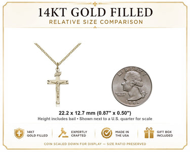 Women's 14kt Gold Filled Shadowed Corpus Crucifix Necklace – 18″ Chain