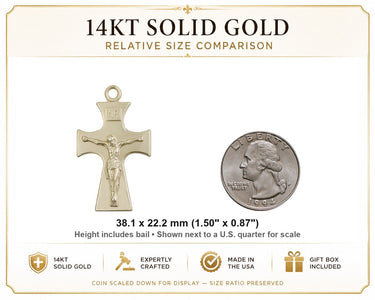 Colgante Crucifijo Celta Grande de Oro Macizo de 14kt | 3,8x2,2 cm | Hecho a Mano en EE. UU. por Bliss