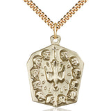 14kt gold filled Apostles Holy Spirit pendant necklace large 1 1/4 inch with 24 inch chain by Bliss