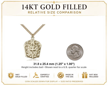 14kt Gold Filled Large Apostles Holy Spirit Pendant Necklace | 1 1/4" x 1" | 24" Chain | USA Made by Bliss