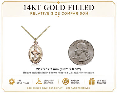 Medalla de Nuestra Señora de Medjugorje mediana de oro laminado | Colgante de 2,2 x 1,2 cm | Cadena de 45 cm | Hecho en EE. UU. por Bliss