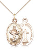 14kt gold filled Our Lady of Medjugorje Catholic medal necklace with 18 inch chain, 7/8 x 1/2 inch pendant, handcrafted by Bliss Manufacturing