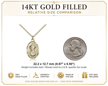 14kt Gold Filled Medium Our Lady of Medjugorje Catholic Medal Necklace | 7/8" x 1/2" Pendant | 18" Chain | USA Made by Bliss