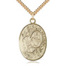 Large 14kt gold filled Miraculous Medal necklace 1-3/8 by 7/8 inches on 24 inch chain by Bliss