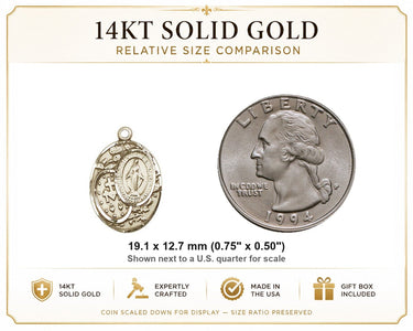 Colgante de Medalla Milagrosa mediana de oro macizo de 14 kt | 1,9 x 1,3 cm | Hecho a mano en EE. UU. por Bliss