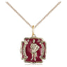 14kt Gold Filled St. Florian Patron Saint Medal with Red Epoxy 1/2 inch on 18 inch chain handcrafted by Bliss Manufacturing