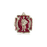 Small 14kt Solid Gold St Florian Medal Red Epoxy Pendant 1/2 inch Bliss USA handcrafted