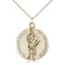 14kt gold filled St. Florian patron saint medal necklace, medium 1 x 7/8 inch with 18 inch curb chain, Bliss USA