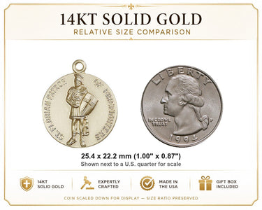 14kt Solid Gold Medium St. Florian Medal Pendant | 1 x 7/8 | USA Made by Bliss