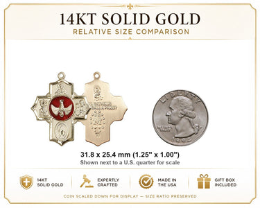 Large 14kt Solid Gold 5-Way Medal Pendant | 1.25"x1" | Museum Quality | USA Made by Bliss