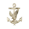 14kt Solid Gold Anchor and Eagle Pendant Medal 1 x 5/8 inch by Bliss Manufacturing