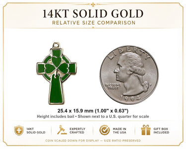 14kt Solid Gold Medium Celtic Cross Pendant | 1x5/8" | Handcrafted in USA by Bliss
