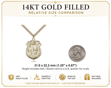 14kt Gold Filled Large St. Michael the Archangel Patron Saint Medal Necklace | 1 1/4" x 7/8" | 24" Chain | USA Made by Bliss