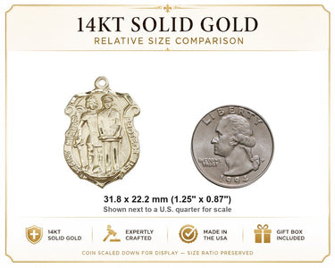 14kt Solid Gold Large St. Michael Archangel Medal Pendant | 1 1/4" x 7/8" | Handcrafted by Bliss