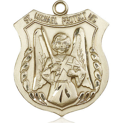 14kt Solid Gold Large St. Michael Archangel Medal Pendant | 1 3/8 x 1 1/8" | USA Made by Bliss