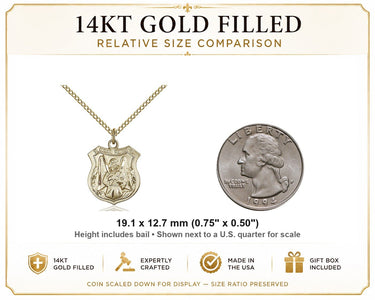 14kt Gold Filled Medium St. Michael Archangel Medal Necklace | 3/4x1/2" Pendant | 18" Chain | USA Made by Bliss