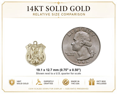 14kt Solid Gold Medium St. Michael Archangel Medal Pendant | 3/4x1/2" | Handcrafted in USA by Bliss