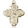 14kt Solid Gold Franciscan Four Way Medal Pendant 1.25x1 inch featuring four Franciscan saints by Bliss Manufacturing