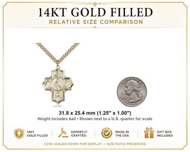 Large 14kt Gold Filled Our Lady of Mount Carmel Medal | 1 1/4" x 1" | 24" Chain | USA Made by Bliss