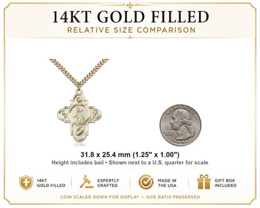 14kt Gold Filled Large St. Sebastian Medal Necklace | 1 1/4" x 1" | 24" Chain | USA Made by Bliss
