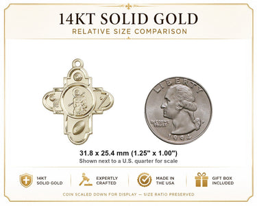 14kt Solid Gold Large St. Sebastian Medal Pendant | 1 1/4" x 1" | USA Made by Bliss