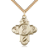 Large 14kt gold filled Sports 5-Way St. Christopher medal necklace 1 1/4 inch on 24 inch chain by Bliss