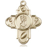 Large 14kt solid gold St. Christopher patron saint medal pendant, 1 1/4 x 1 inch, handcrafted in USA by Bliss Manufacturing