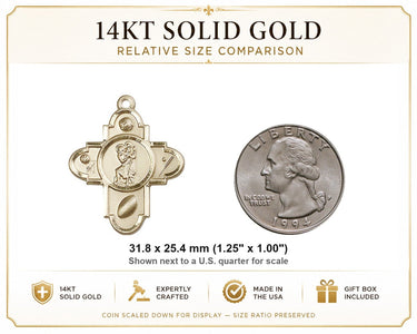 Medalla colgante grande de San Cristóbal de oro macizo de 14 quilates | 3,17 x 2,54 cm | Fabricado en EE. UU. por Bliss