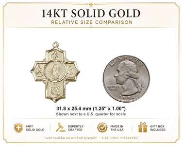 Colgante de medalla grande de maternidad 5 en 1 de oro macizo de 14 quilates | 3,17 cm x 2,54 cm | Hecho a mano en EE. UU. por Bliss