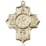 14kt solid gold large five-way firefighter medal pendant 1.25 x 1 inch handcrafted by Bliss Manufacturing