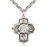 Sterling silver large 5-Way Firefighter medal necklace with 24 inch chain handcrafted by Bliss Manufacturing