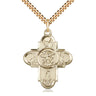 Gold Filled Our Lady 5-Way Catholic Medal Necklace 1 1/4 inch on 24 inch chain by Bliss Manufacturing