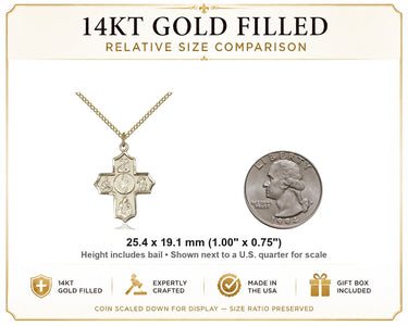 Collar con Medalla de 5 Vías de Nuestra Señora de Guadalupe, de Oro Laminado de 14K, Mediano | 2.5 cm x 1.9 cm | Cadena de 45.7 cm | Hecho en EE. UU. por Bliss