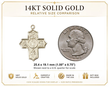 Medalla/Colgante católico de oro macizo de 14 kt, 5 vías, de la Virgen de Guadalupe, tamaño mediano | 2,54 cm x 1,9 cm | Hecho en EE. UU. por Bliss