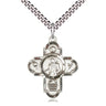 Sterling Silver 5-Way Sports Medal St Sebastian Necklace 1 inch by 7/8 inch with 24 inch chain by Bliss Manufacturing