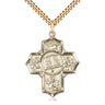 Large 14kt Gold Filled Catholic Apostle 5-Way Medal Necklace 1.25 x 1 inch with 24 inch Chain by Bliss