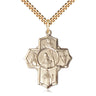 14kt Gold Filled Irish 5-Way Medal Necklace 1 1/4 x 1 inch with 24 inch chain by Bliss Manufacturing