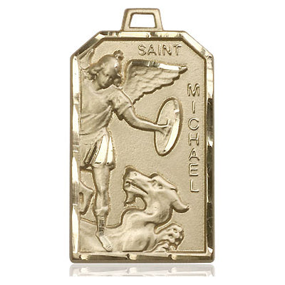 14kt Solid Gold Medium St. Michael the Archangel Medal Pendant | 1 1/8 x 5/8 | USA Made by Bliss