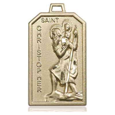 14kt Solid Gold Medium St. Christopher Medal Pendant | 1 1/8 x 5/8 | USA Made by Bliss